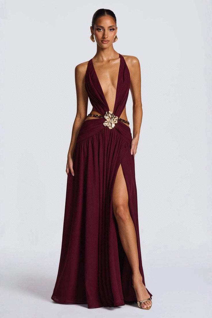 Refined Metal Trim Bodycon Vacation Dress