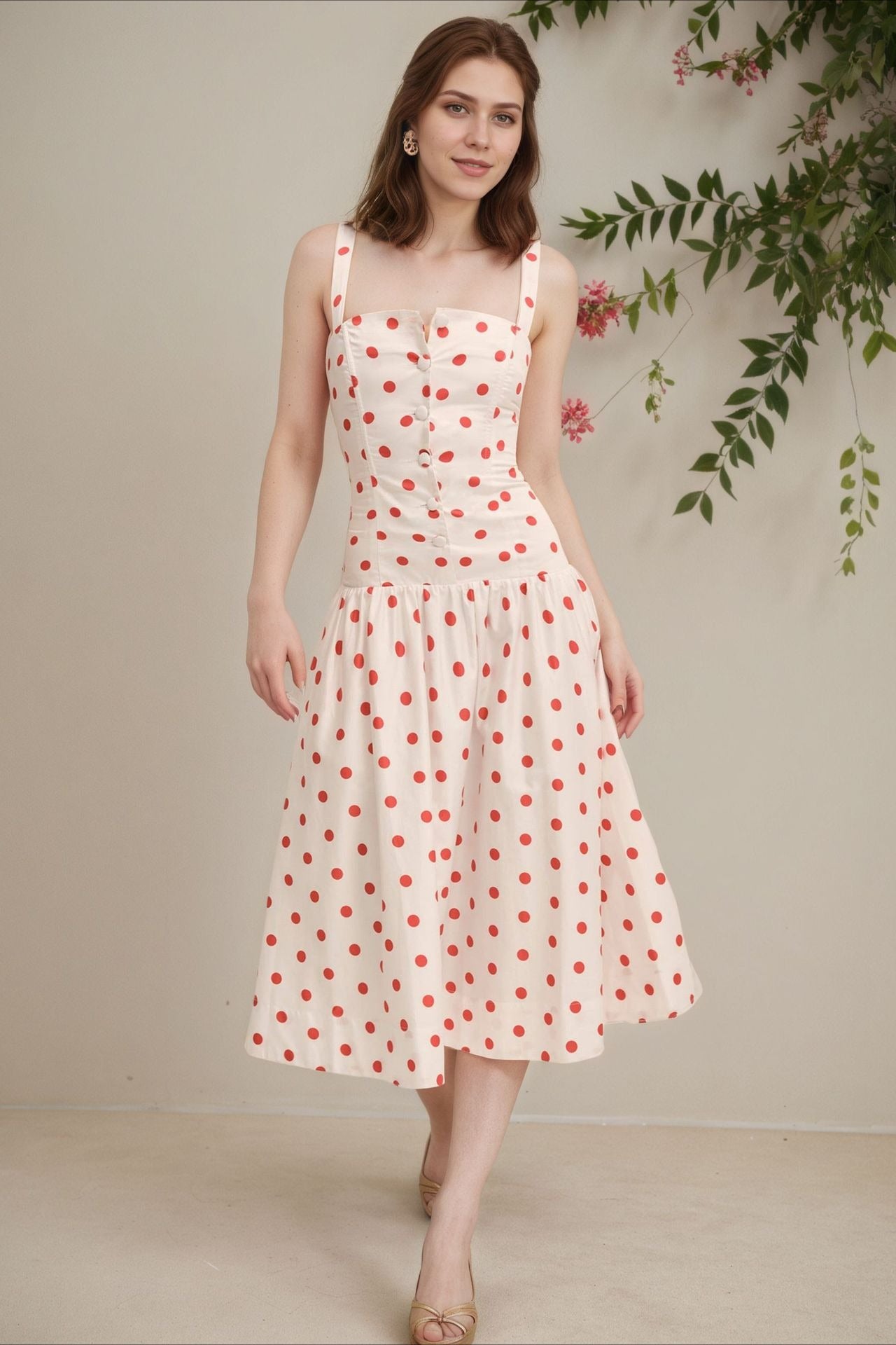 Trendy Edition Polka Dot Cami Bodycon Maxi Dress