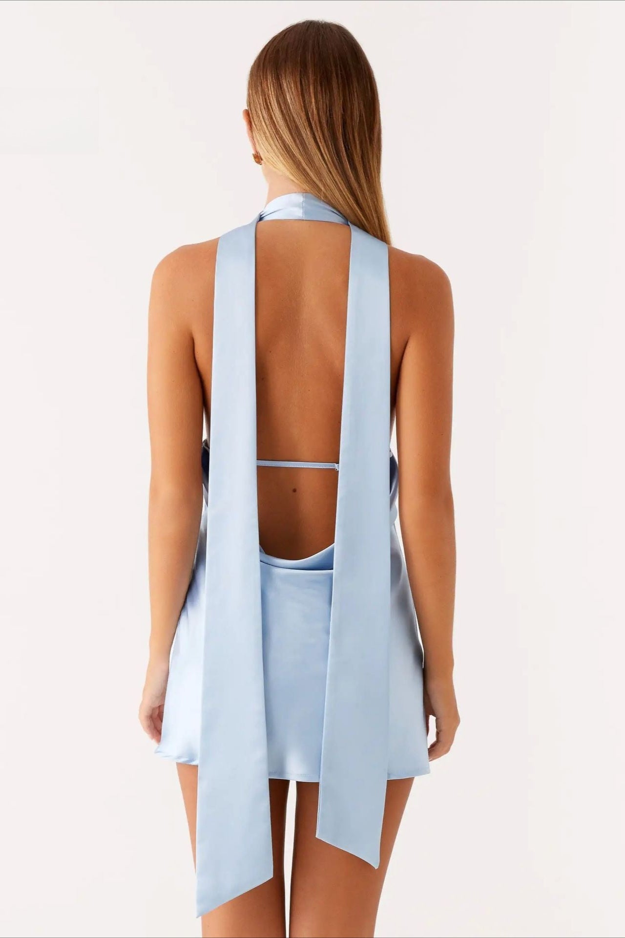 V Deep Backless Tank Mini Dress