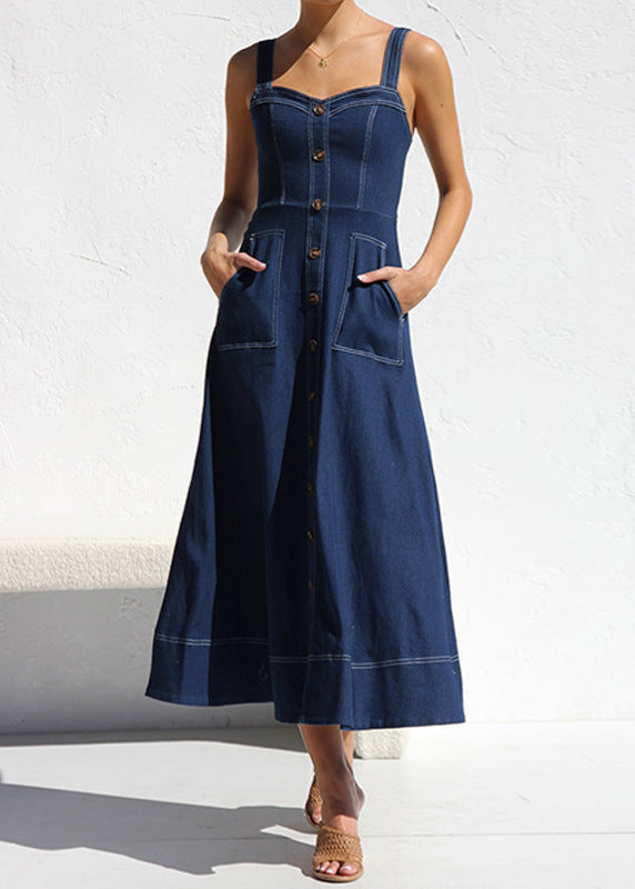 Indigo Santorini Denim Button Down Midi Dress