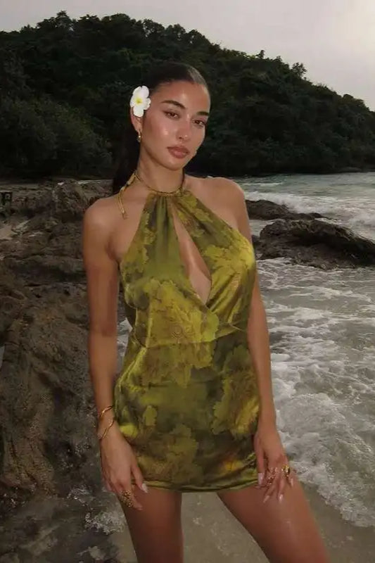 Halter Printed Mini Dress