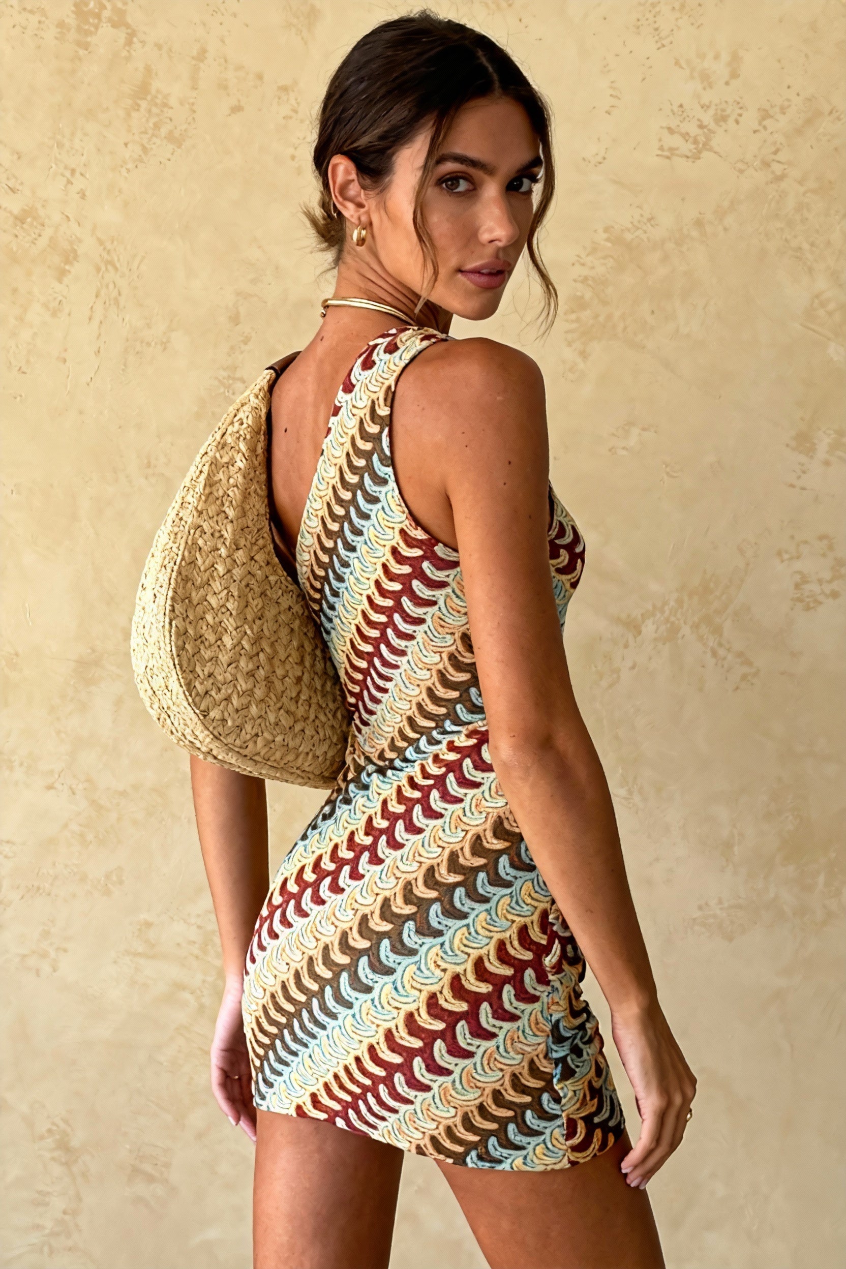 Knit Irregular One Shoulder Mini Dress