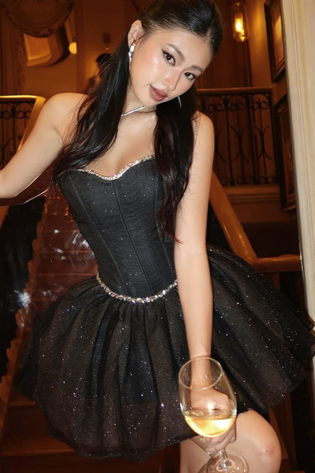 Strapless Corset Black Sophisticated Birthday Mini Dress
