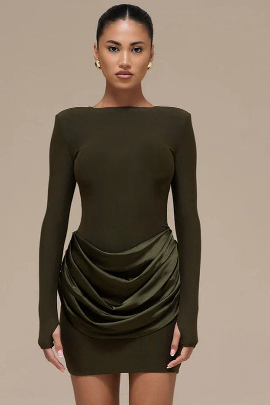 Color Solid Ruched Bodycon Dress