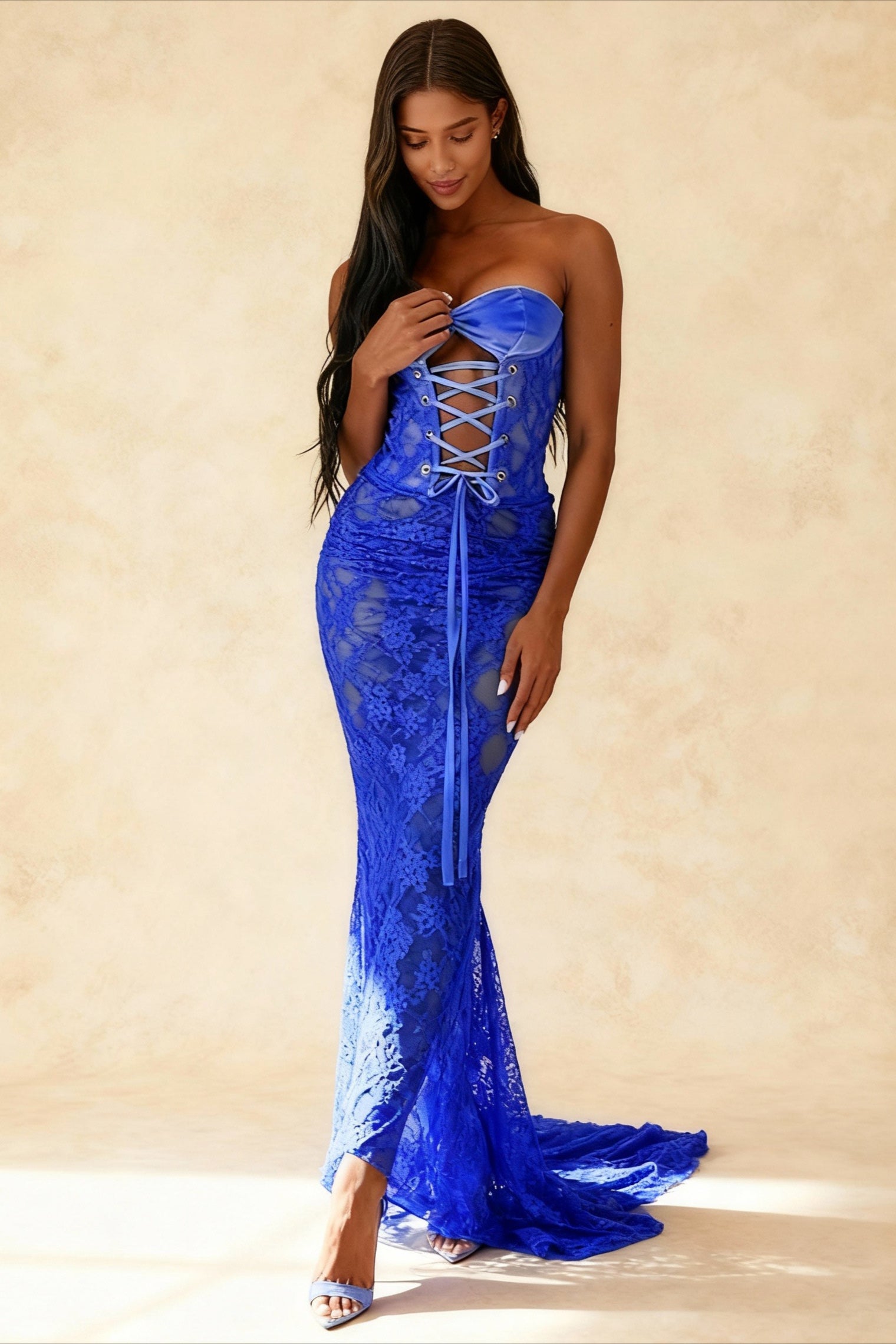 Laceup Backless Bodycon Maxi Dress