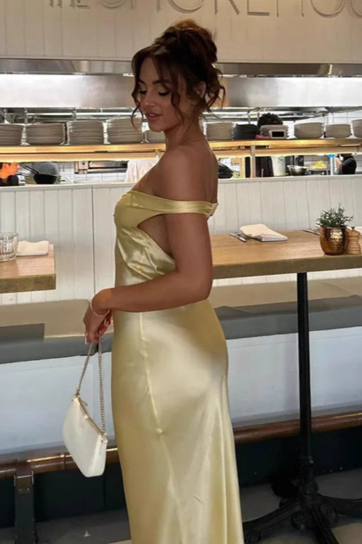 Off Shoulder Strapless Backless Maxi Glamorous Prom Dress