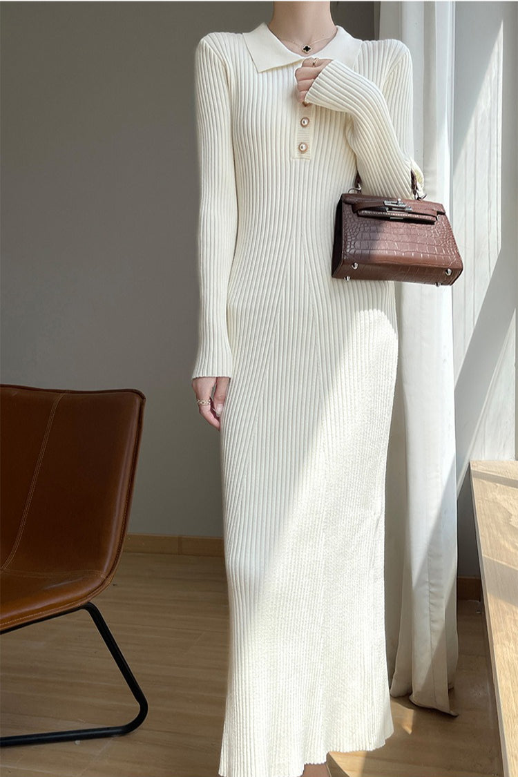 Graceful Collared Maxi Sweater Dress