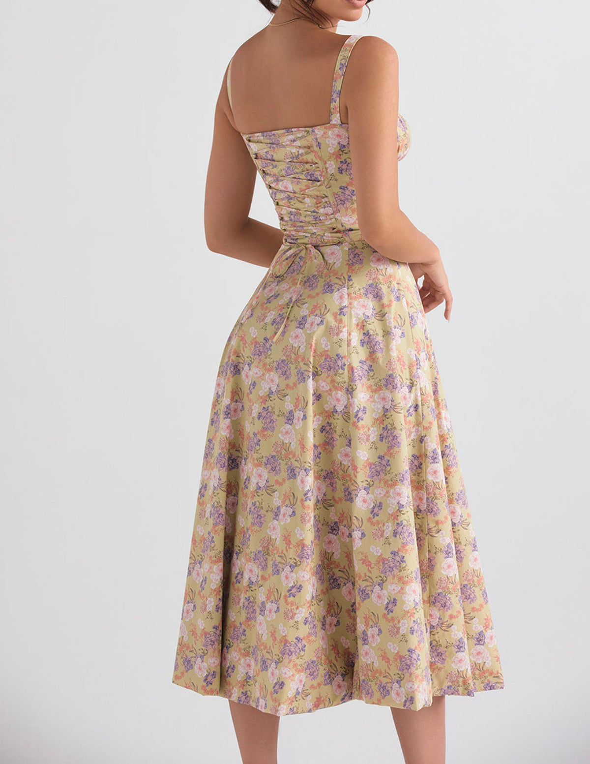 Print Rose Herringbone Slip Dress