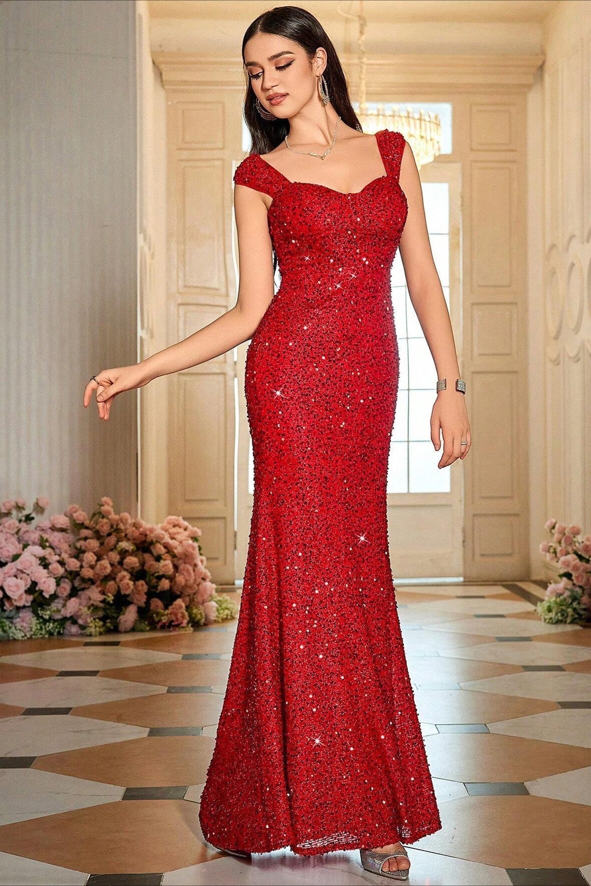 Empire Waist Slip Maxi Evening Dress