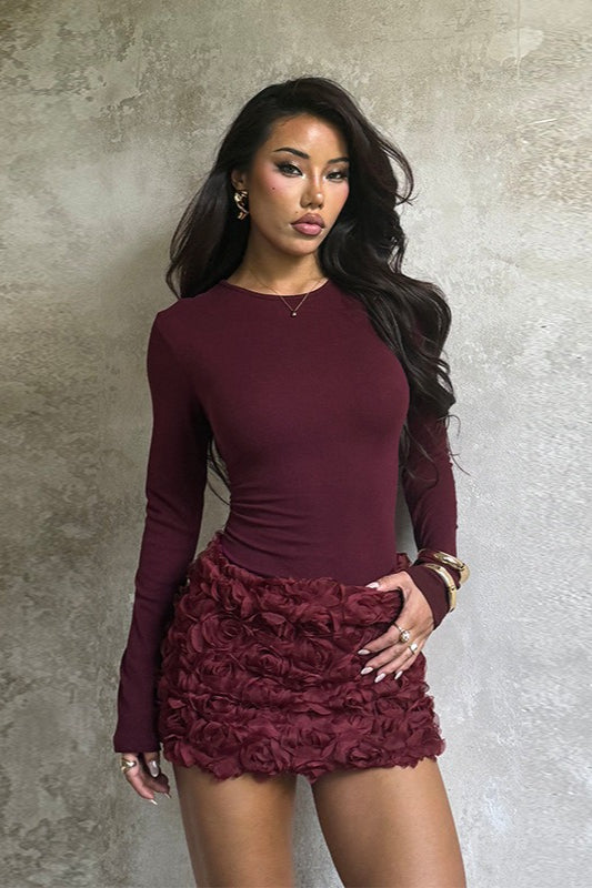Long Sleeve Botanical Mini Dress