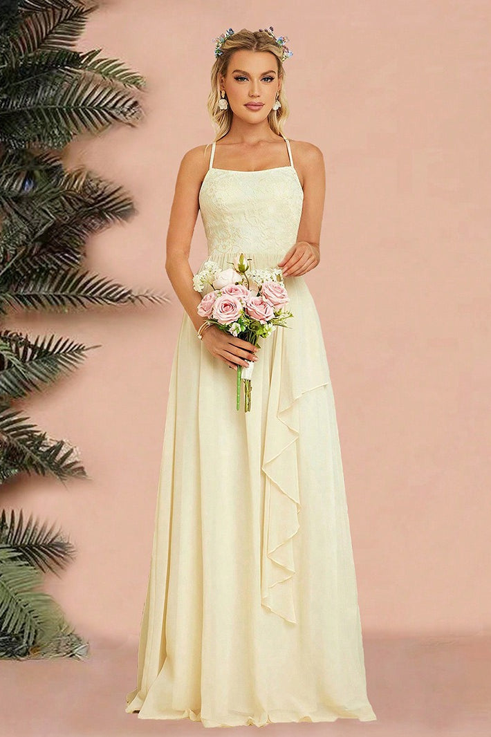 Chic Backless Spaghetti Strap Party Gown Prom Dress