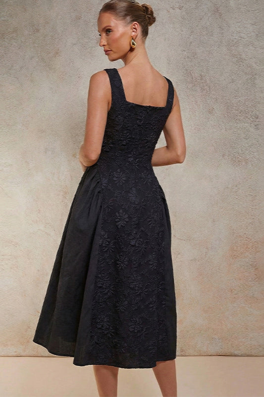 Sleeveless Embroidered Midi Dress