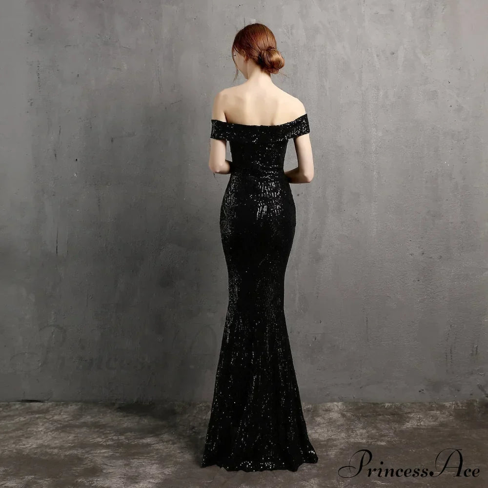 Clara Glitter Off the Graceful Shoulder Split Dress For Prom