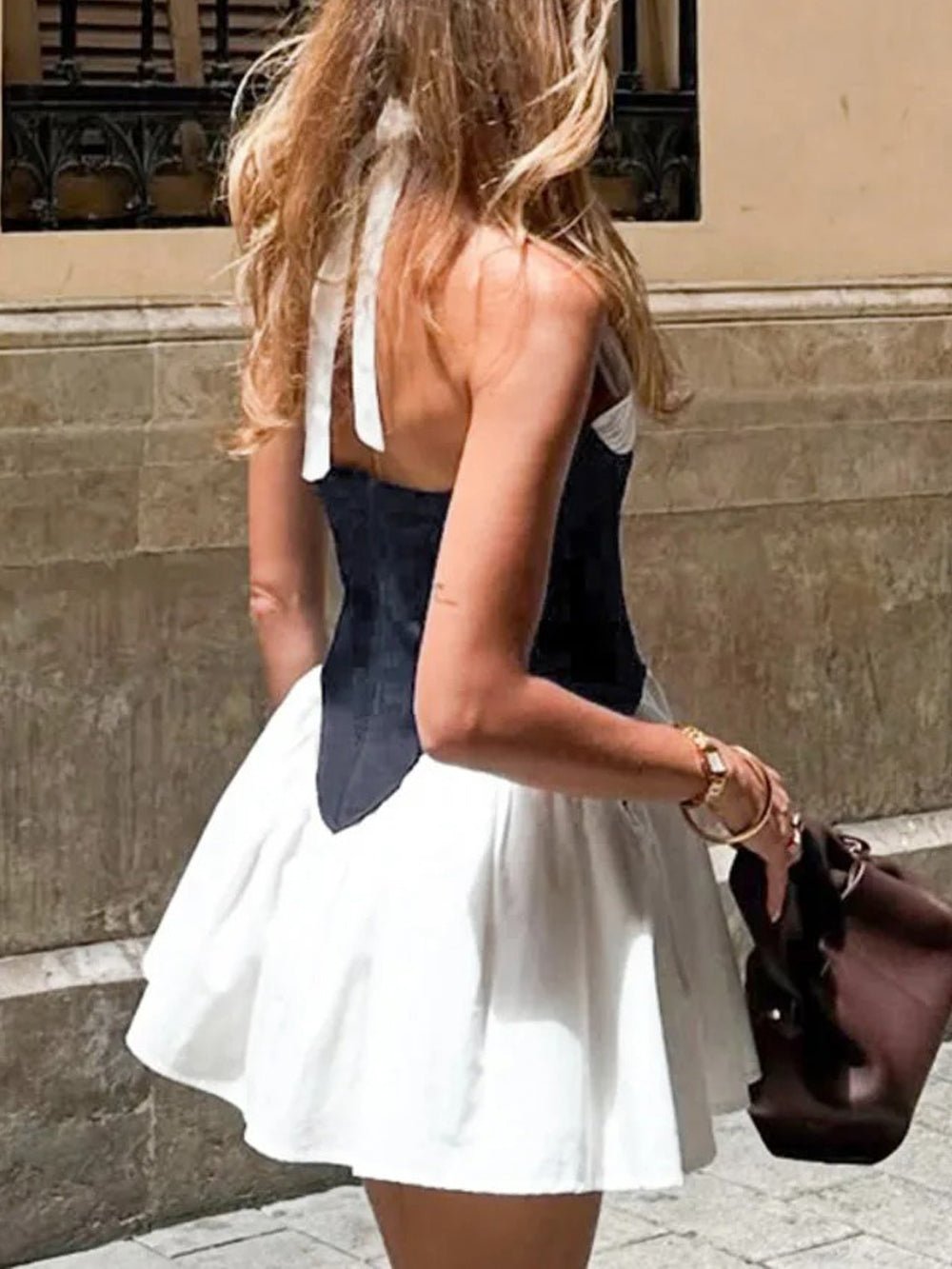 Halter Colette Patchwork Mini Dress