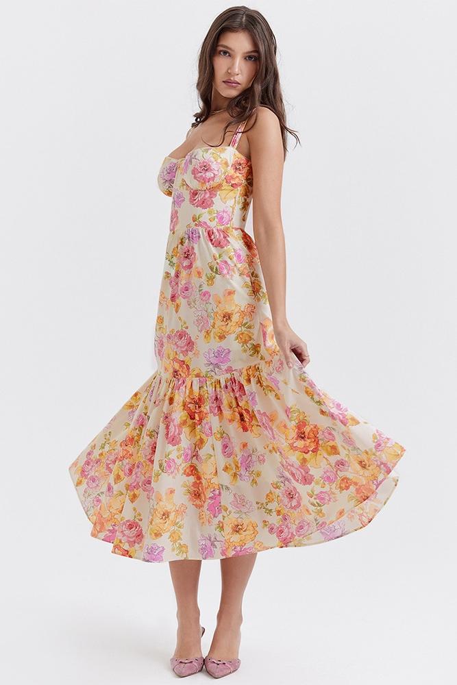 Timeless Yvonne Flared Midi Dress with Print Statement Occasion Edit