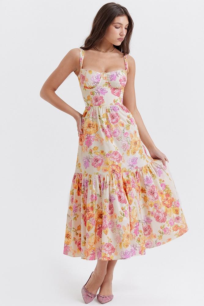 Timeless Yvonne Flared Midi Dress with Print Statement Occasion Edit