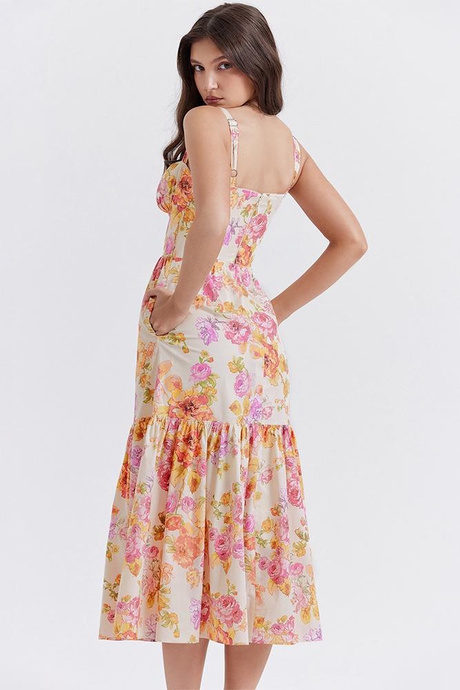 Premium Guadalupe Flared Midi Dress with Print Chic Silhouette Collection