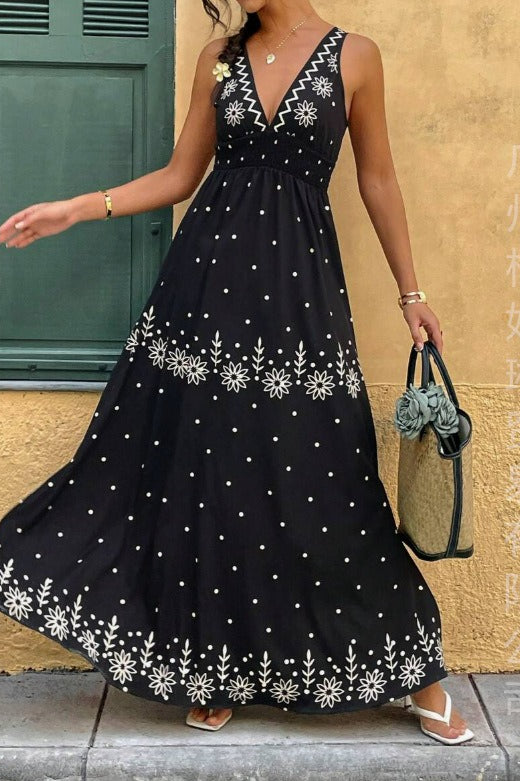 Chic Edition V Neck Maxi Boho Dress