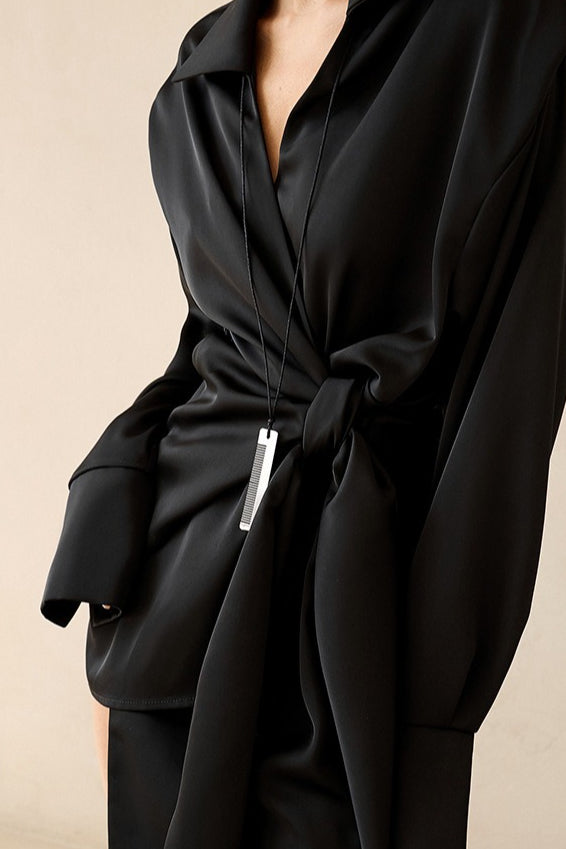 Satin Asymmetric Mini Dress