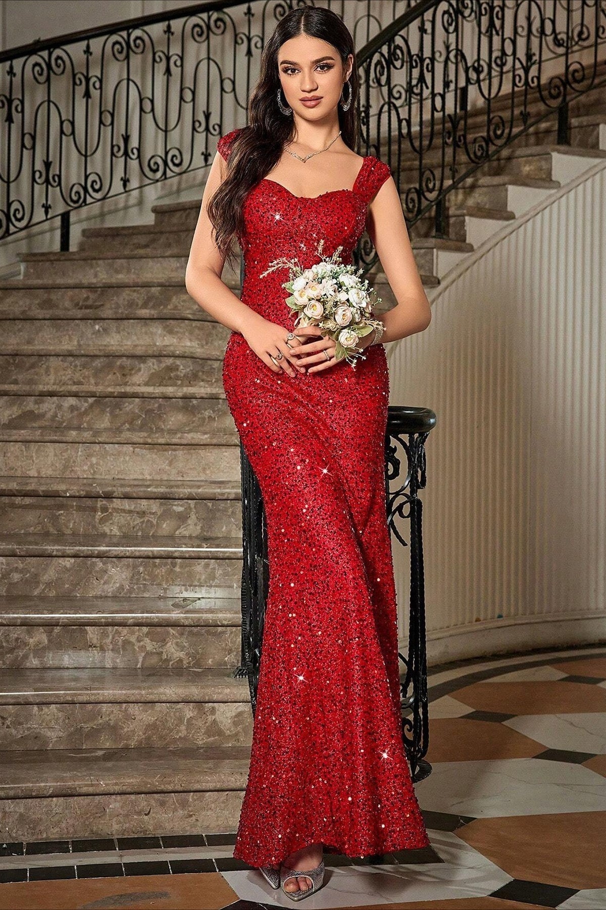 Empire Waist Slip Maxi Evening Dress
