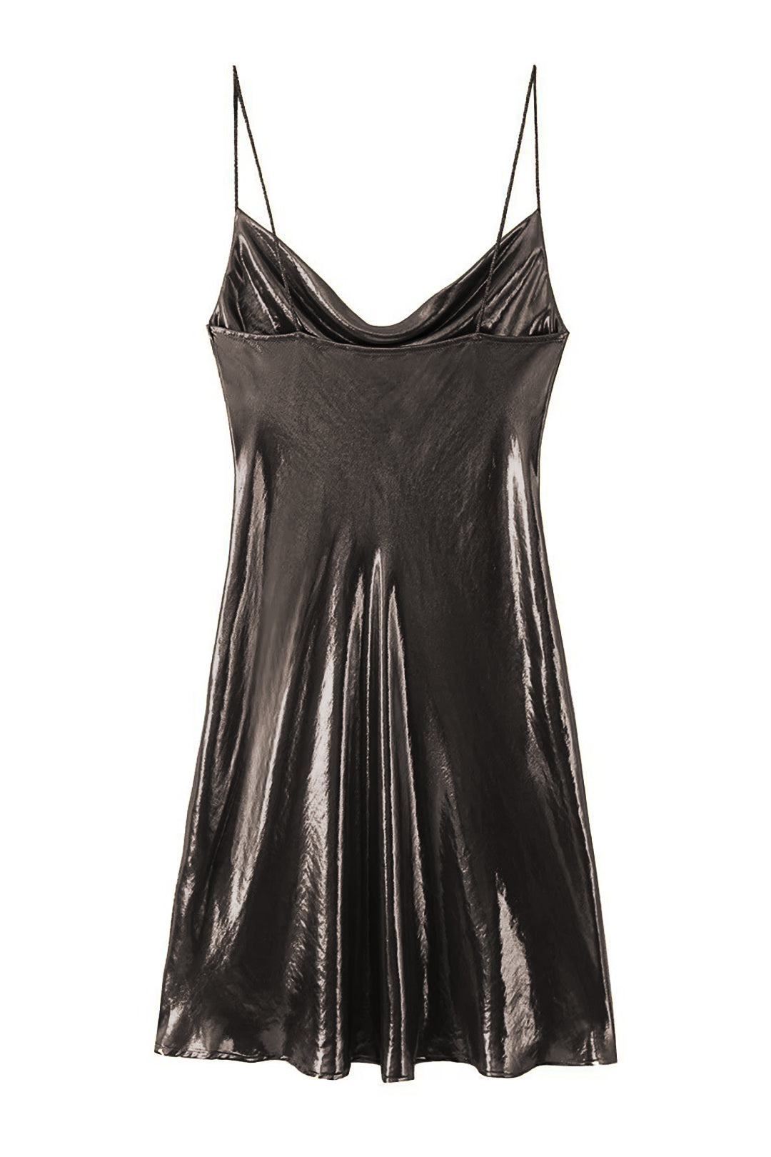 Neck Cowl Metallic Slip Mini Dress