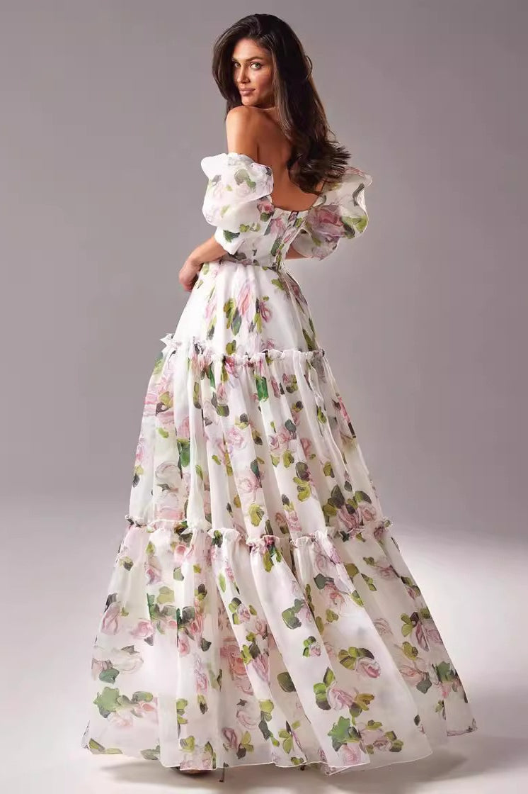 Off Shoulder Flowy Graceful Long Prom Dress
