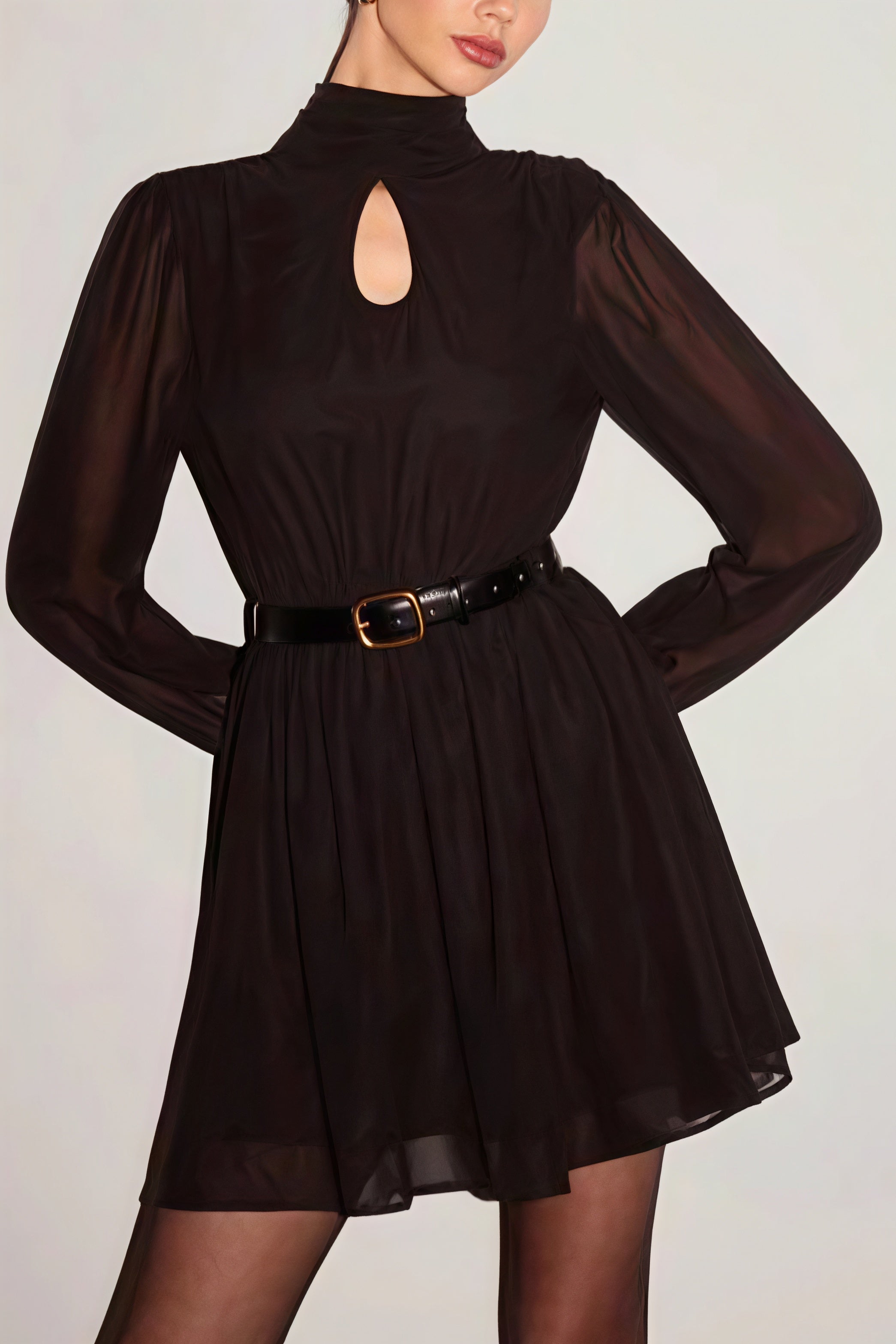 Long Backless Sleeve Mini Dress