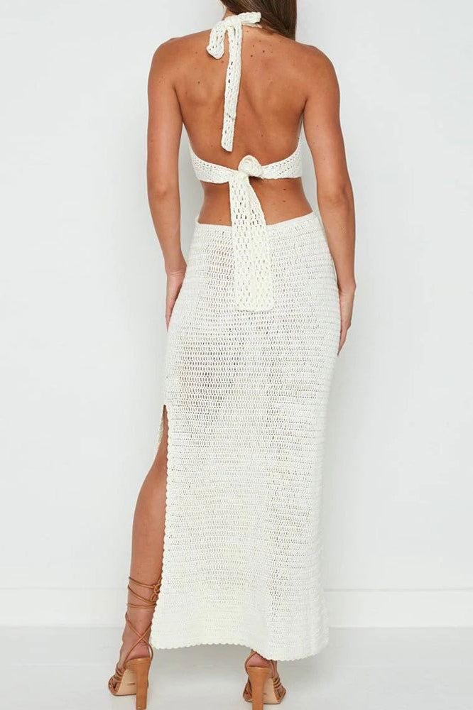 Neck V Cut Out Cover Up Vacation Dress