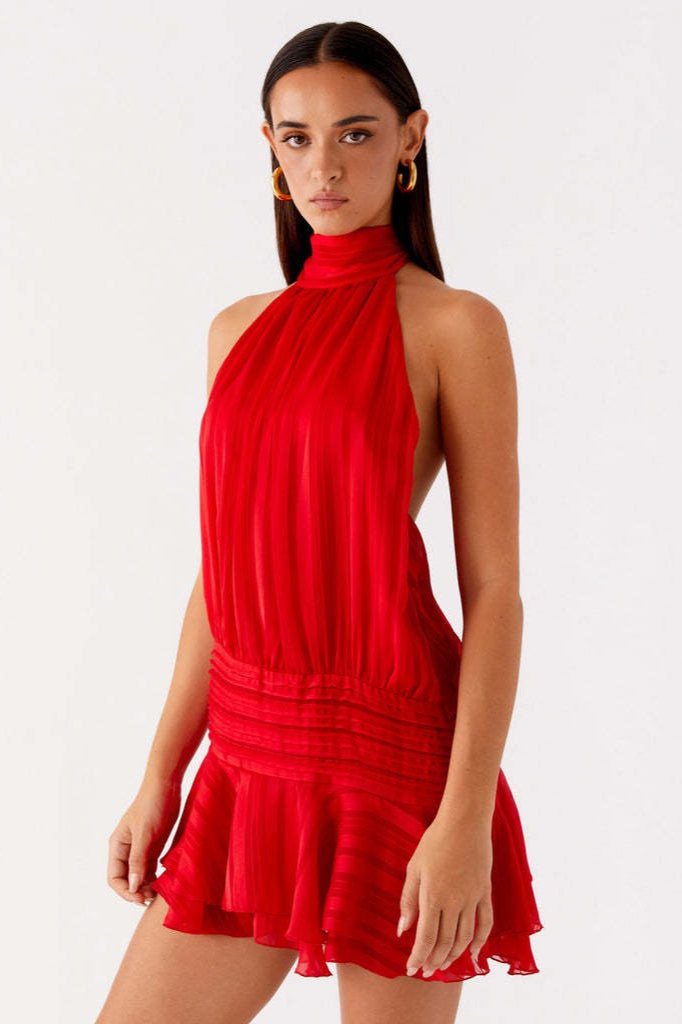 Tie Sleeveless Back Mini Vacation Dress