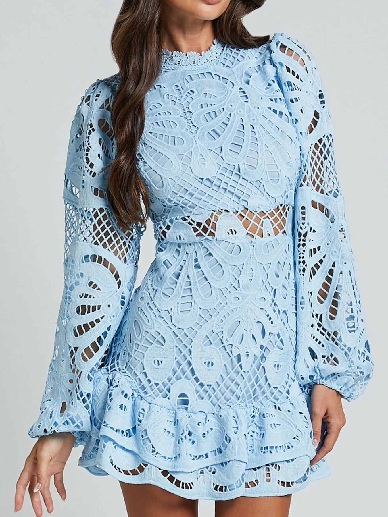 Chic Sara Long Sleeved Lace Mini Dress Designer Edit