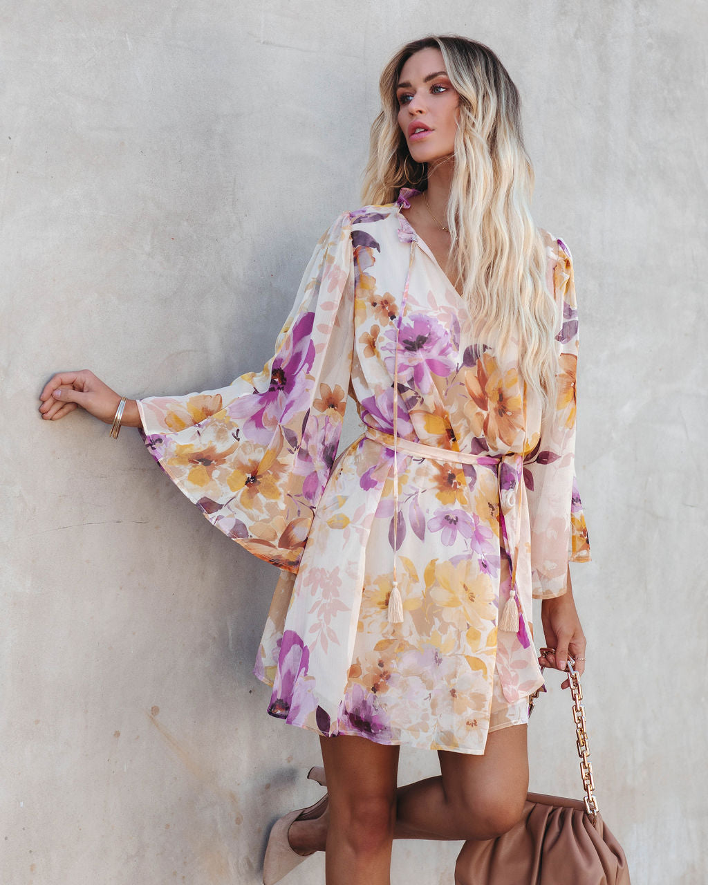Damaya Bloom Chiffon Tassel Dress