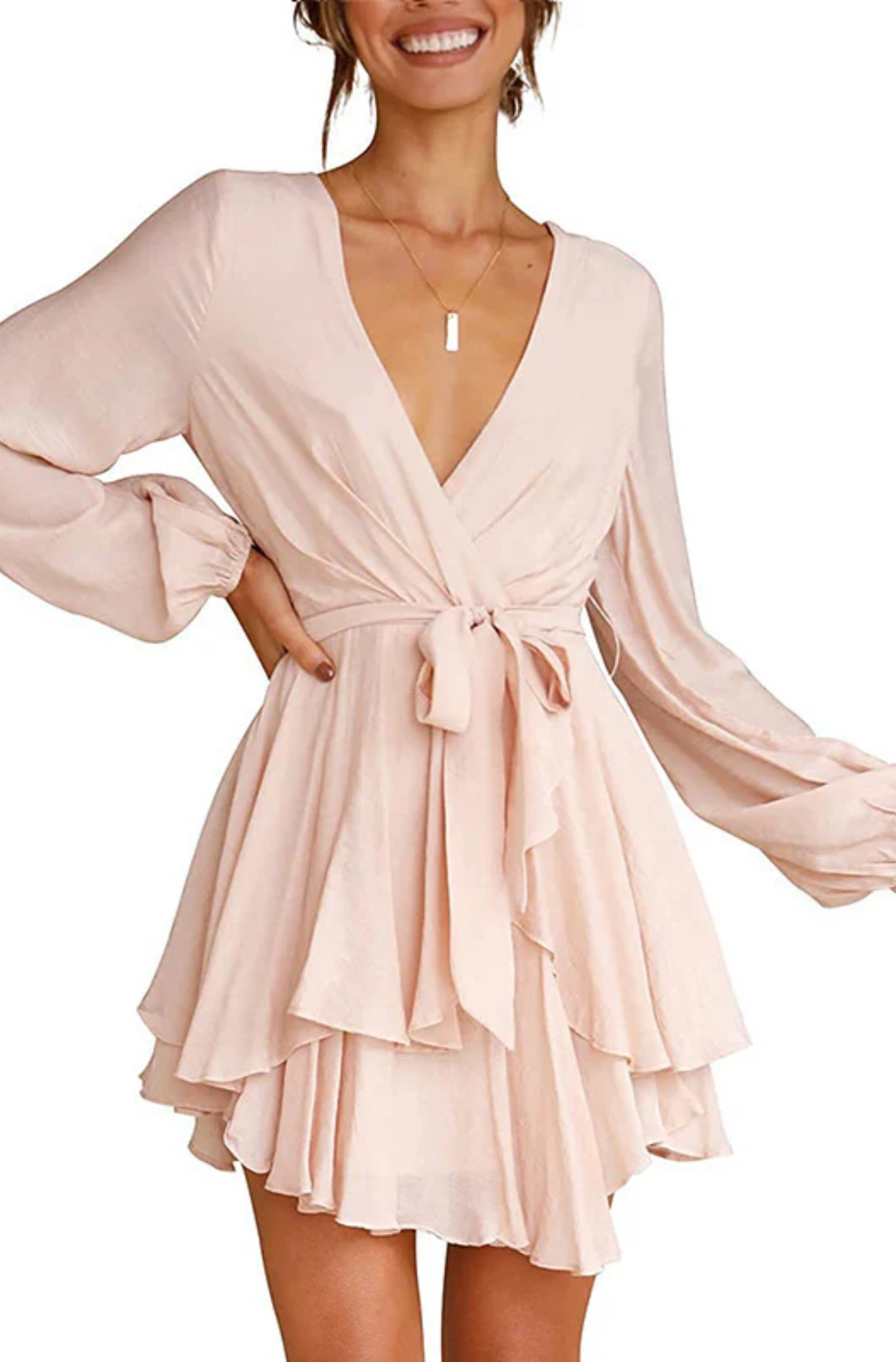 Exclusive Johana Summer Wrap Mini Dress Elevated Occasion Wear