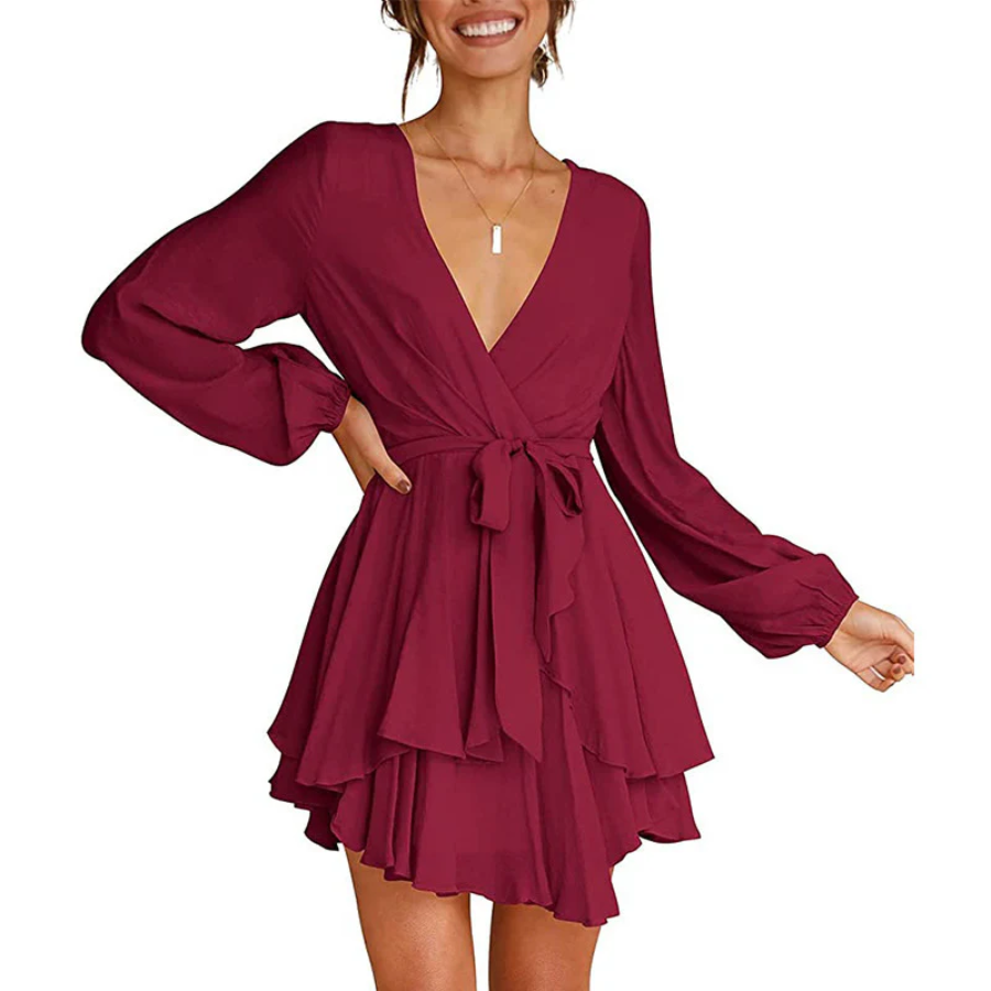 Exclusive Johana Summer Wrap Mini Dress Elevated Occasion Wear