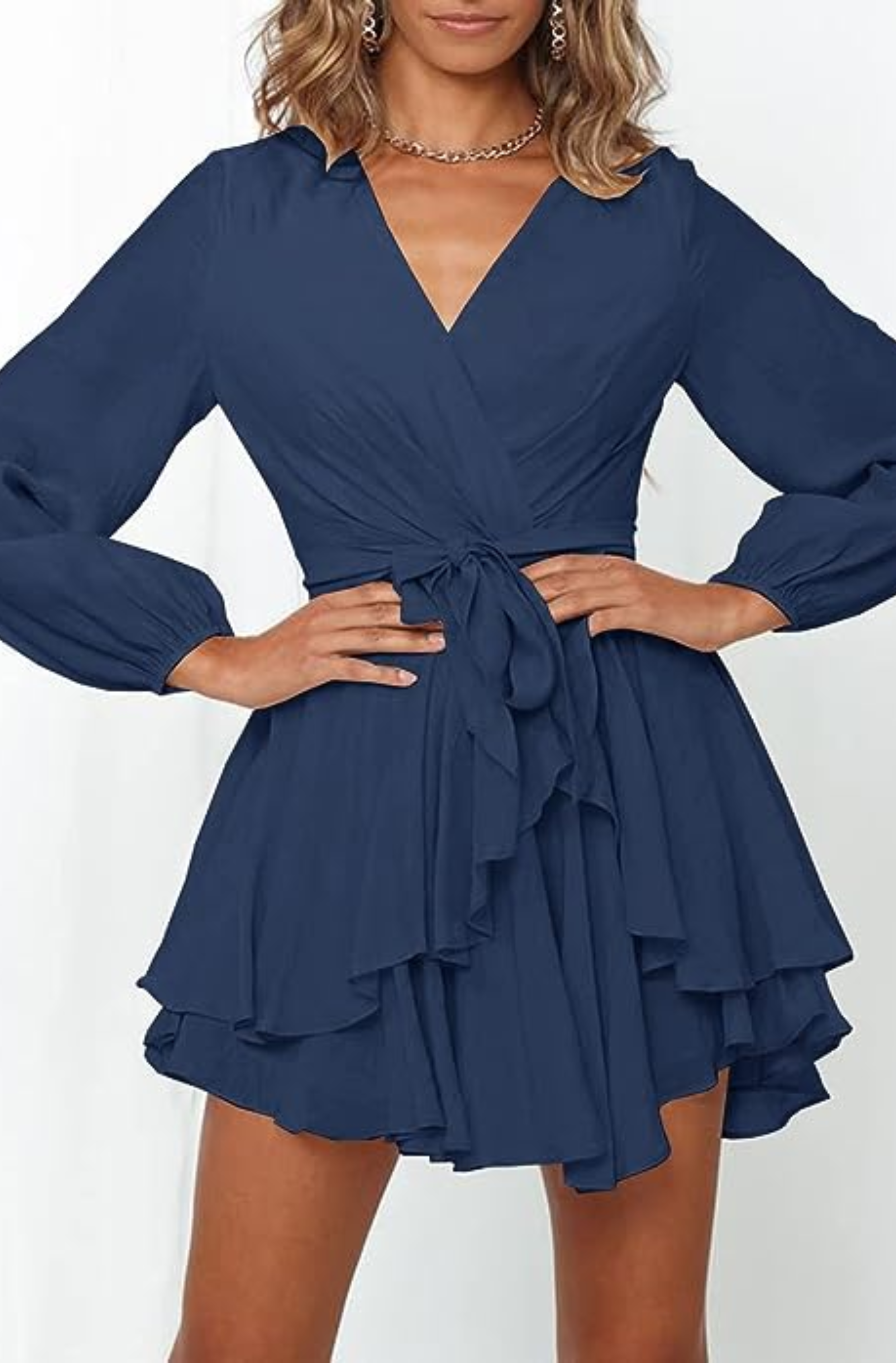 Exclusive Johana Summer Wrap Mini Dress Elevated Occasion Wear