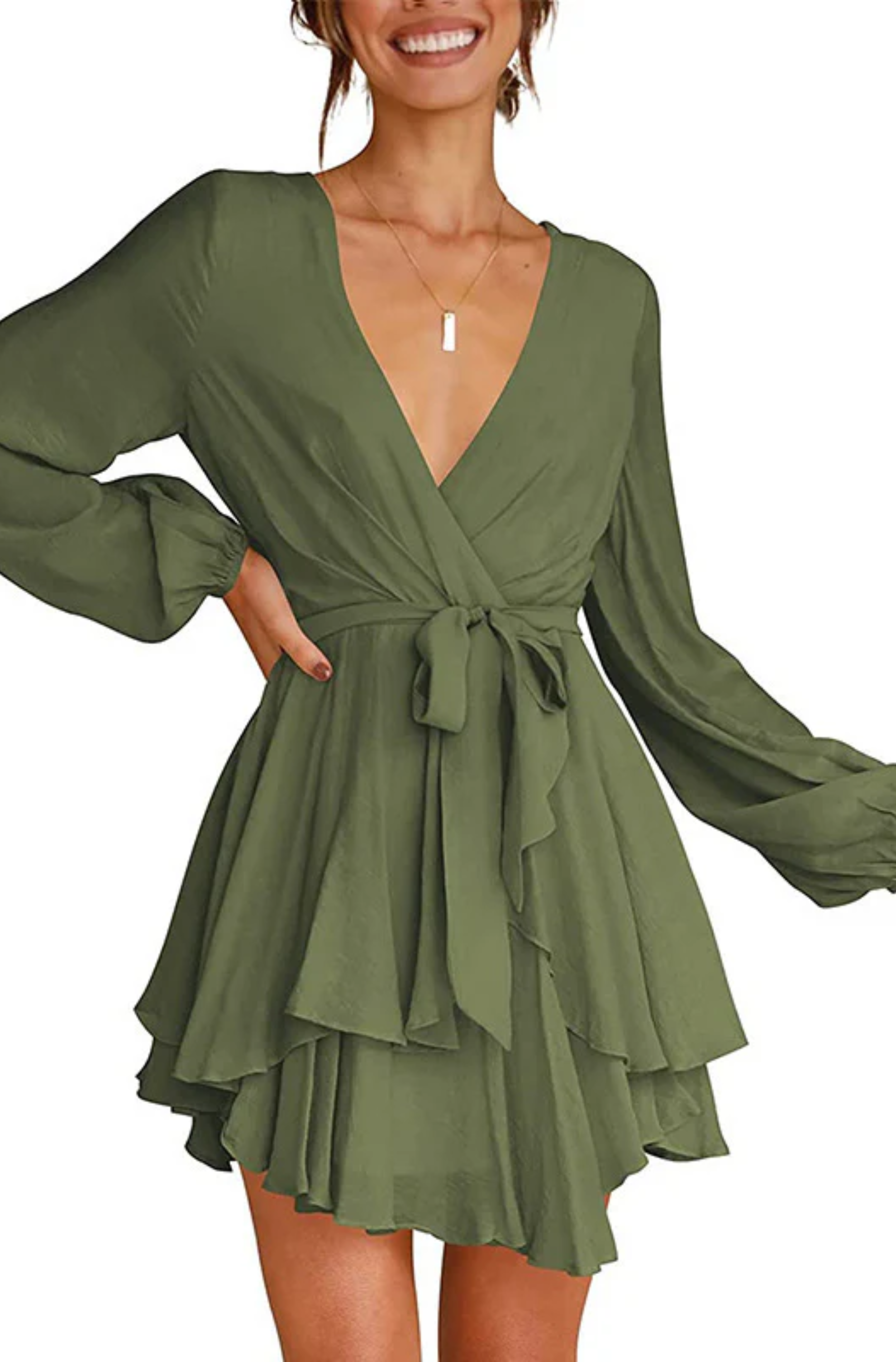 Exclusive Johana Summer Wrap Mini Dress Elevated Occasion Wear
