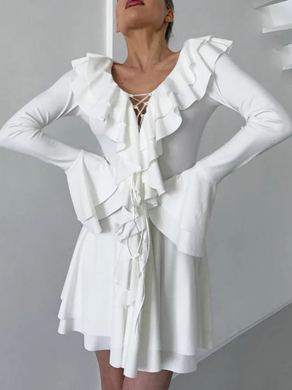 Long Daphne Sleeve Mini Dress