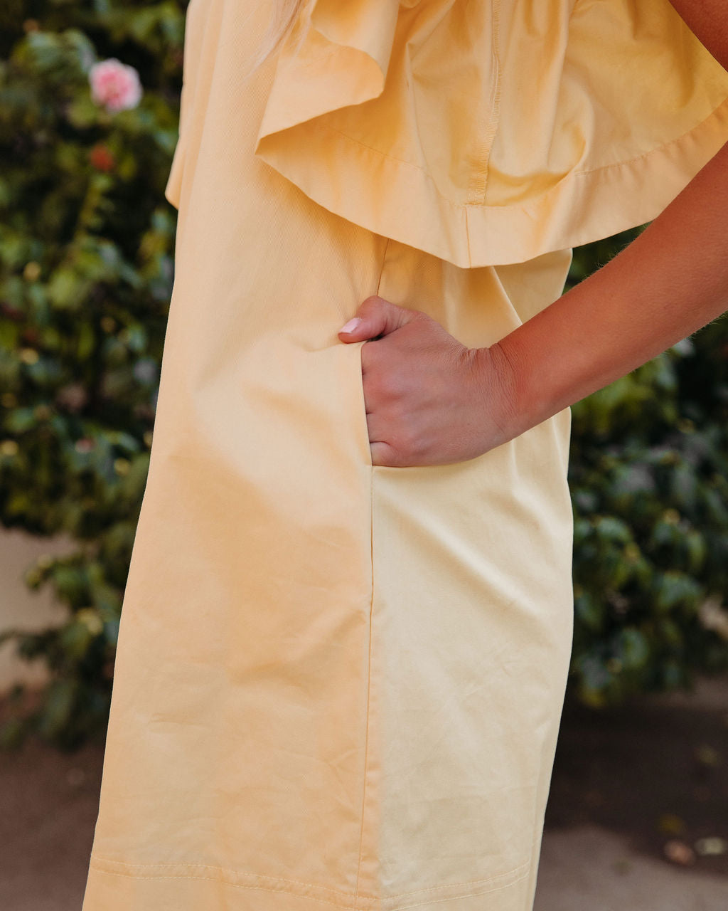 Cotton Davina Pocketed Mini Dress Yellow
