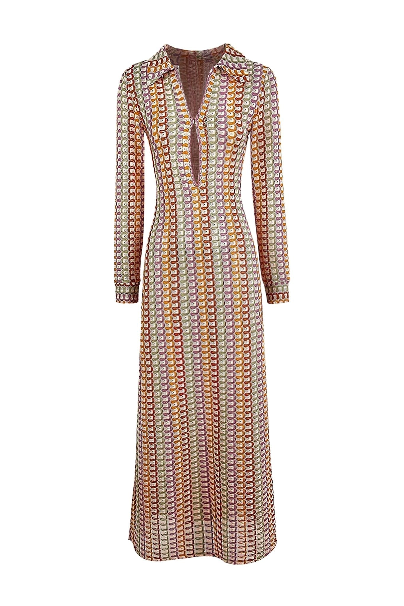 Wanda Timeless Crochet V Neck Collar Maxi Dress Premium Edit