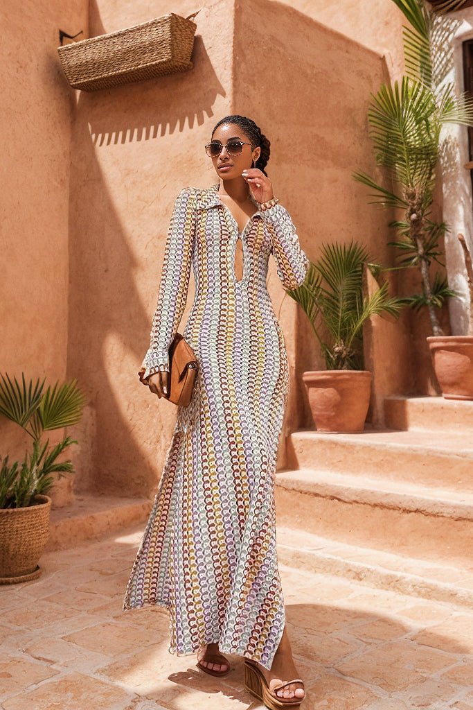 Wanda Timeless Crochet V Neck Collar Maxi Dress Premium Edit