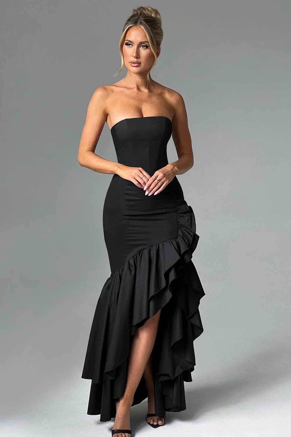 Strapless High Slit Backless Bodycon Slim Fit Graceful Prom Dress