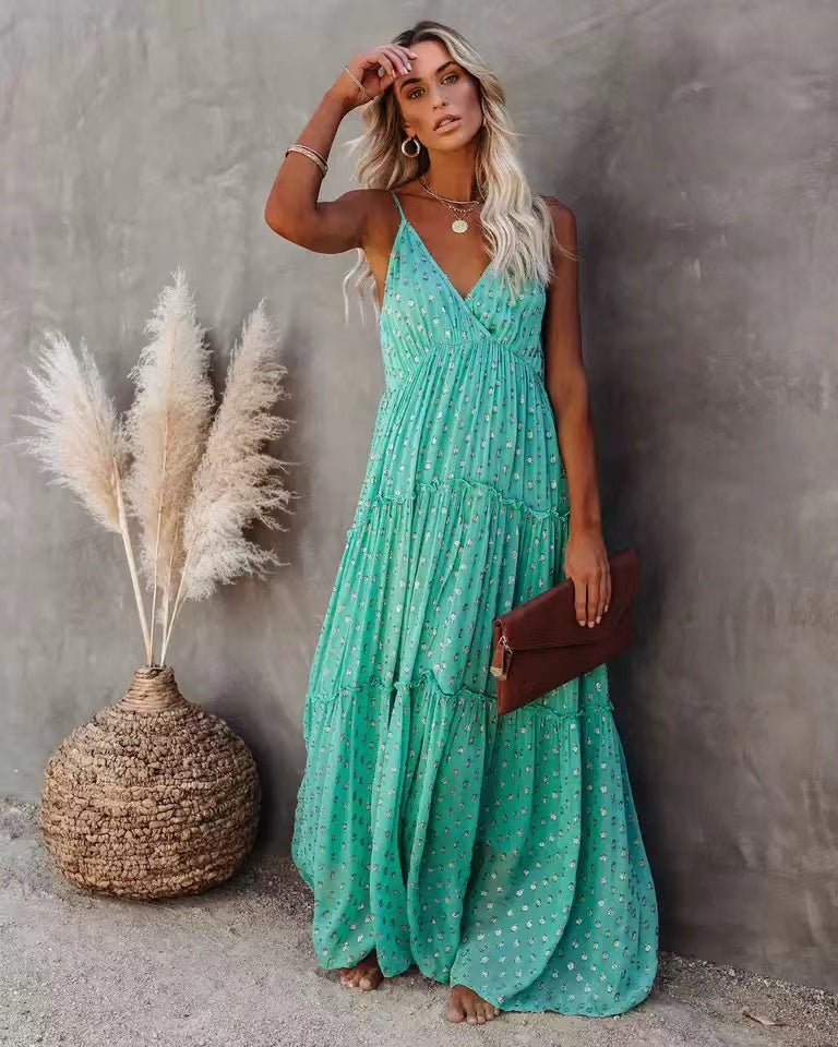 Odessa Metallic Detailed Maxi Dress Teal
