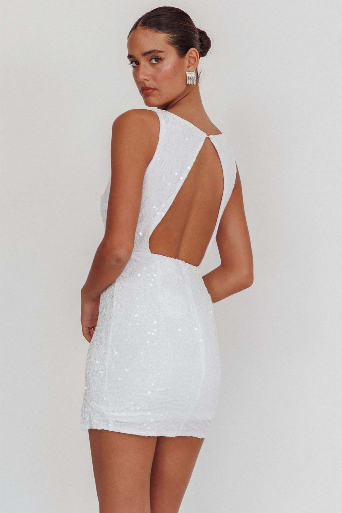 Sleeveless Backless Sequin Mini Dress