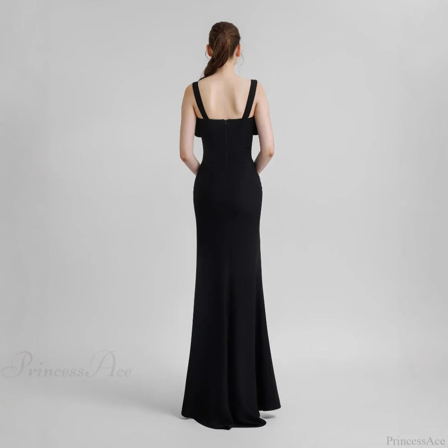 Diamond Strap Bow Slit Graceful Prom Dress