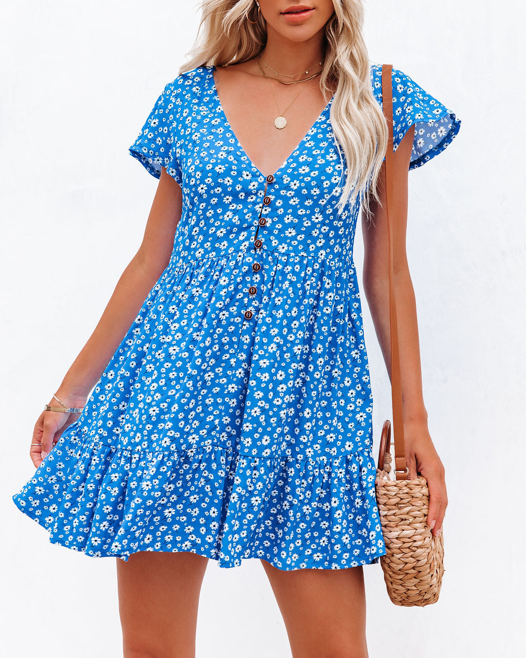 Deep Dive Button Down Babydoll Dress
