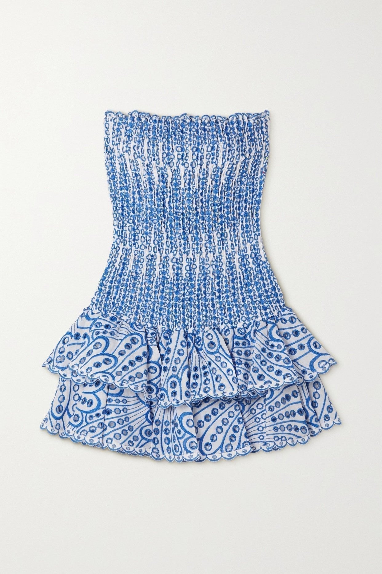 Statement Ornella Strapless, Figure Hugging Mini Dress with Embroidered Lace Elevated Occasion Wear