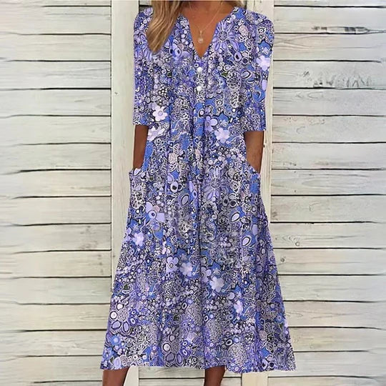 Natividad Effortless Hannah Flower Midi Dress Evening Wear Edit