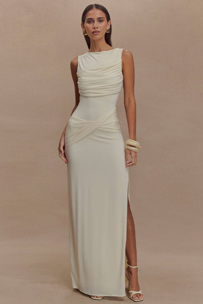 Ruched Edition Split Backless Maxi Dress