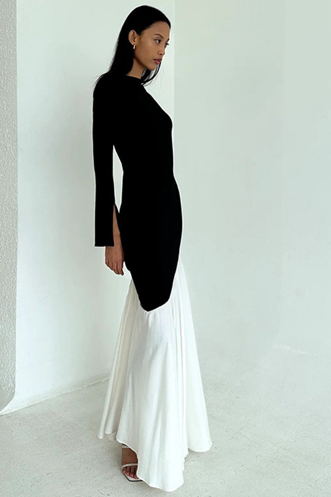 Bodycon Edition Ruched Patchwork Maxi Dress