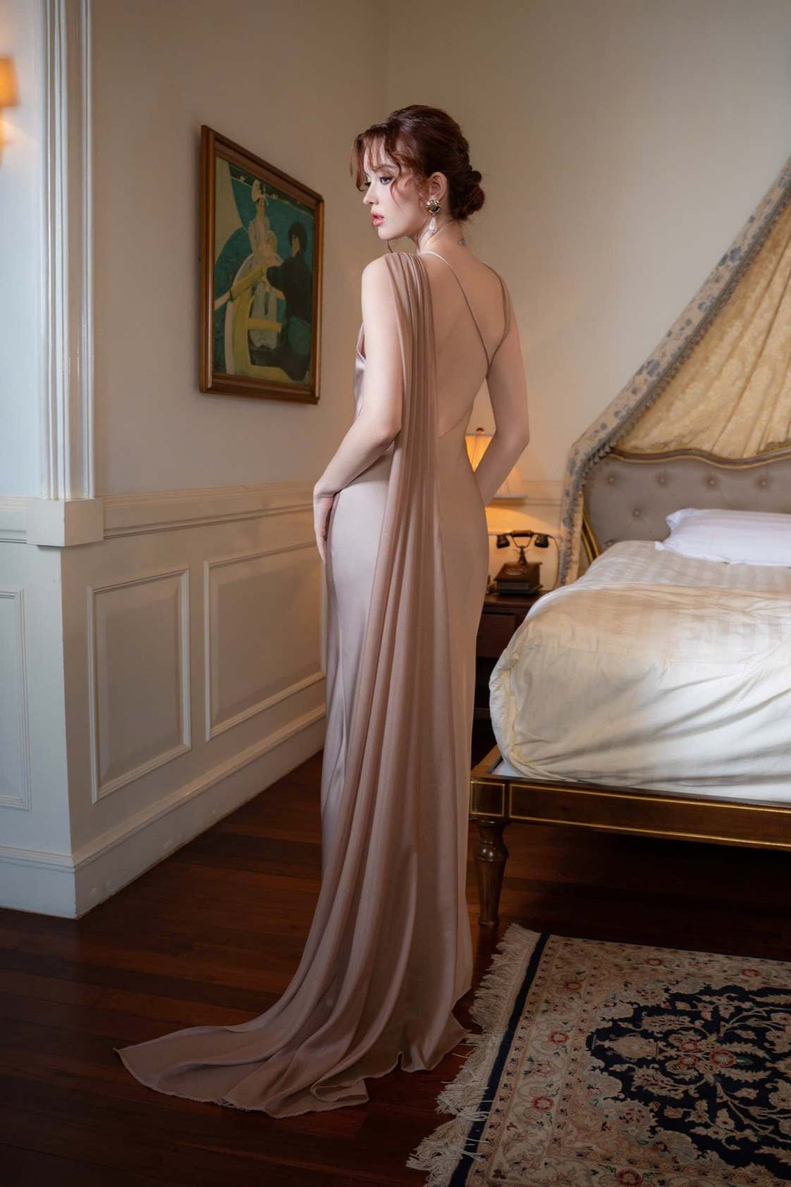 Satin Mermaid Slim Fit Graceful One Shoulder Solid Color Prom Dress