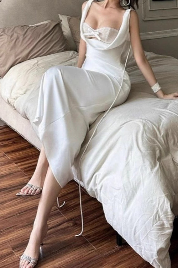 Satin Edition Halter Mermaid Maxi Silk Dress